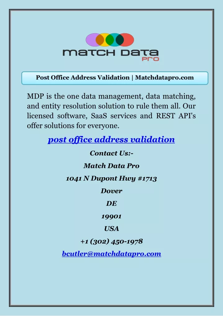 post office address validation matchdatapro com