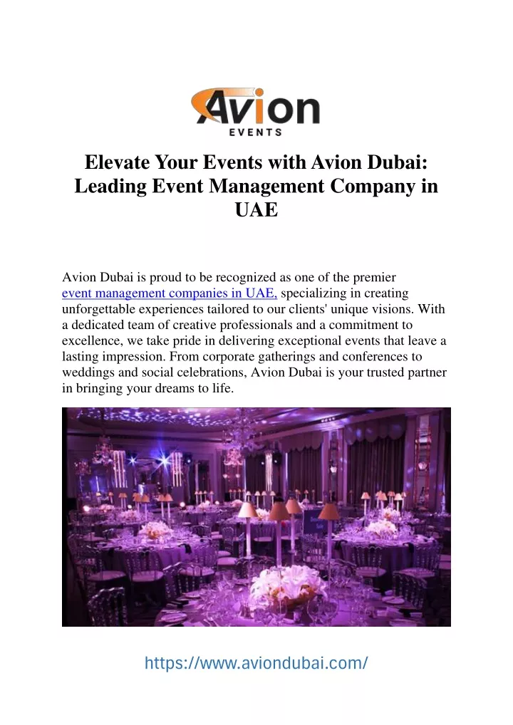 elevate your events with avion dubai leading
