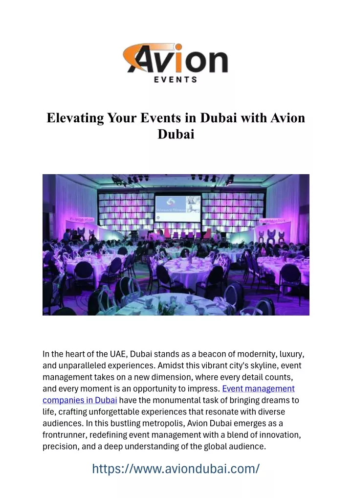 elevating your events in dubai with avion dubai