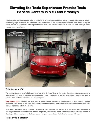 Elevating the Tesla Experience- Premier Tesla Service Centers in NYC and Brooklyn