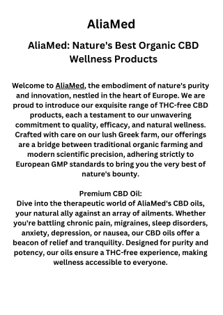 AliaMed: Nature's Best Organic CBD Wellness Products