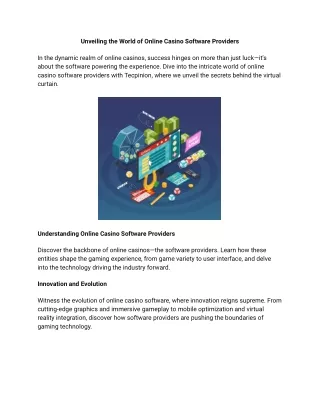 unveiling the world of online casino software