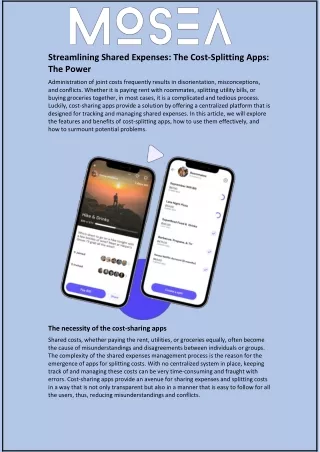 Streamlining Shared Expenses: The Cost-Splitting Apps: The Power