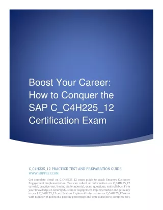 Boost Your Career: How to Conquer the SAP C_C4H225_12 Certification Exam