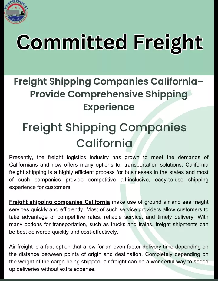 committed freight committed freight