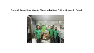 How to Choose the Best Office Movers in Dubai