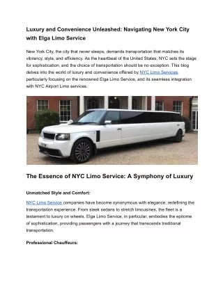 Unmatched Elegance: NYC Limo Service Excellence