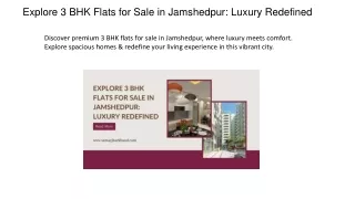 Explore 3 BHK Flats for Sale in Jamshedpur