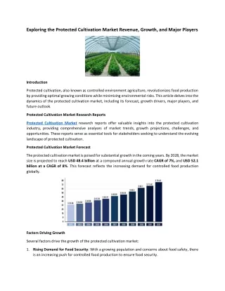 Exploring the Protected Cultivation Market