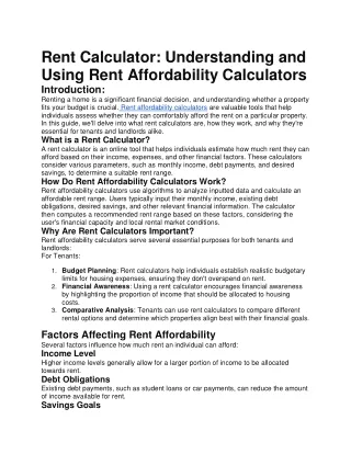 Rent affordability calculator"