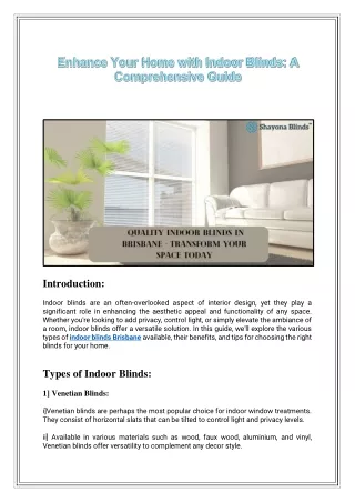 Indoor Blinds Brisbane - Perfect Solutions for Your Home