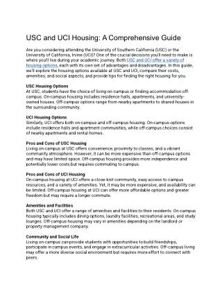 USC housing/ UCI housing