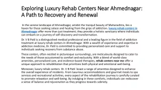 Exploring Luxury Rehab Centers Near Ahmednagar: A Path to Recovery and Renewal