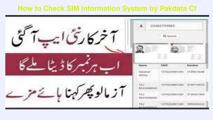 how to check sim information system by pakdata cf
