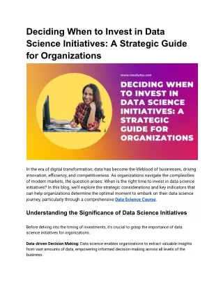 Deciding When to Invest in Data Science Initiatives: A Strategic Guide for Organ