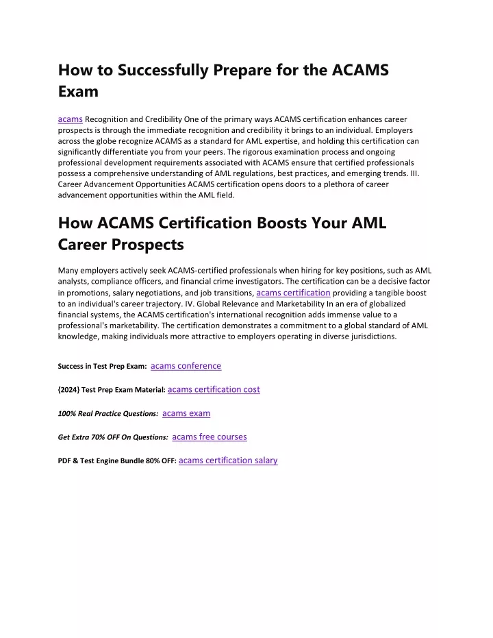 how to successfully prepare for the acams exam