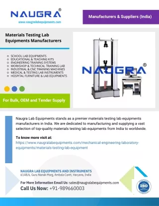 Materials Testing Lab Equipments Manufacturers