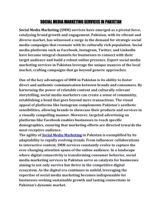 SOCIAL MEDIA MARKETING SERVICES IN PAKISTAN
