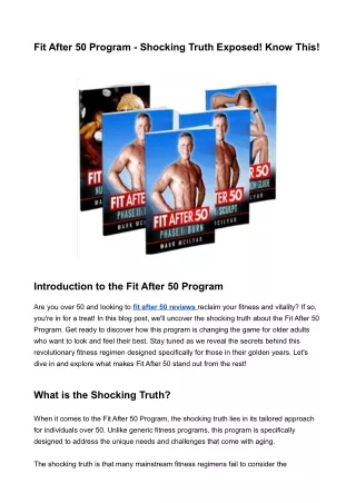 Fit After 50 Program - Shocking Truth Exposed! Know This!