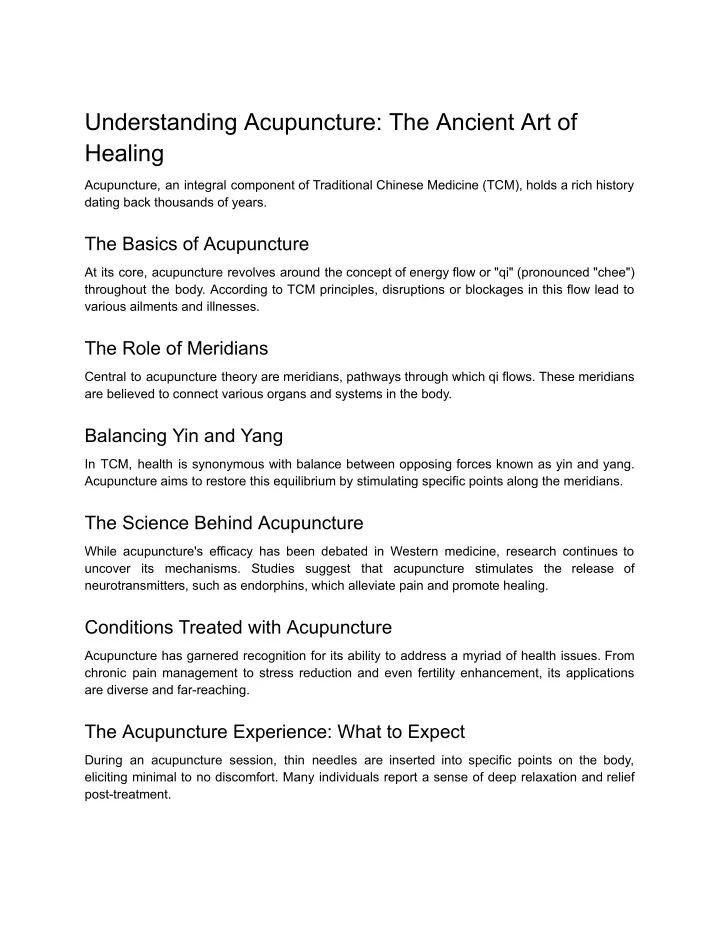 understanding acupuncture the ancient
