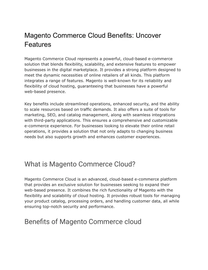 magento commerce cloud benefits uncover features