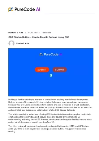 CSS Disable Button - How to Disable Buttons Using CSS - Blogs