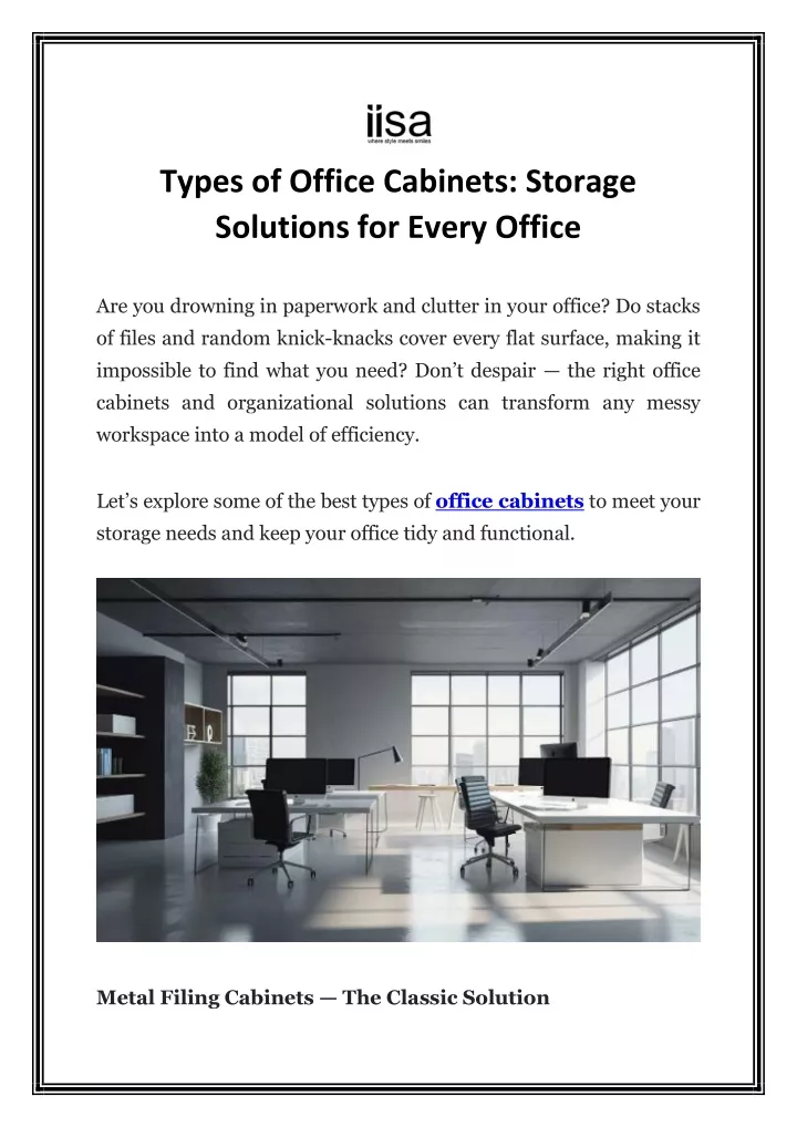 types of office cabinets storage solutions