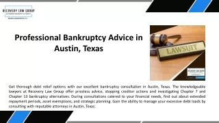 Professional Bankruptcy Advice in Austin, Texas