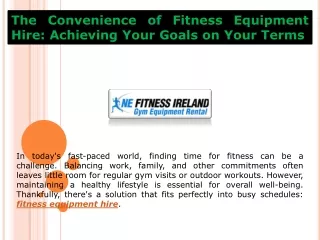 Fitness equipment hire