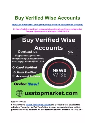 Buy Verified Wise Accounts