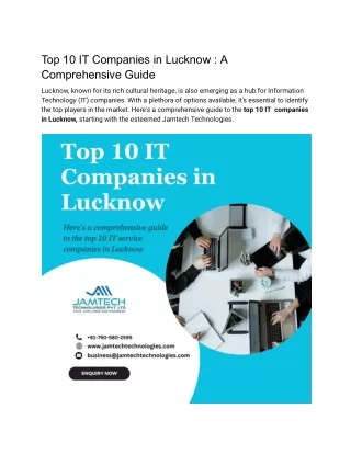 top 10 it companies in lucknow a comprehensive