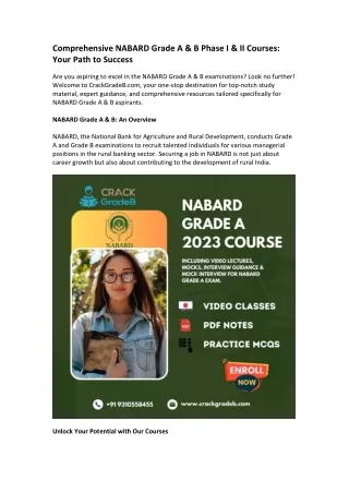 comprehensive nabard grade a b phase i ii courses