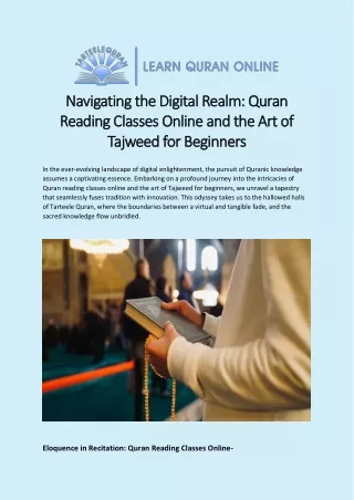 Navigating the Digital Realm Quran Reading Classes Online and the Art of Tajweed for Beginners