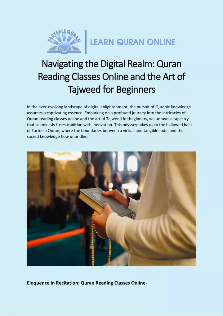 PPT - Navigating the Digital Realm Quran Reading Classes Online and the Art of Tajweed for 