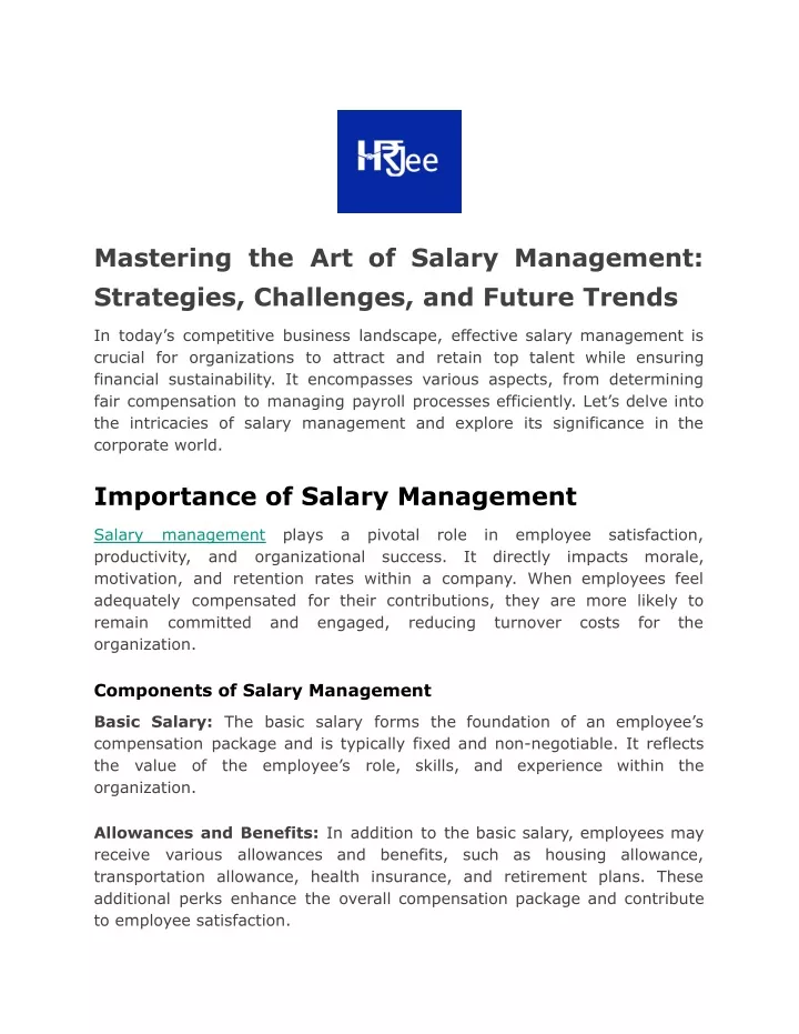 mastering the art of salary management strategies