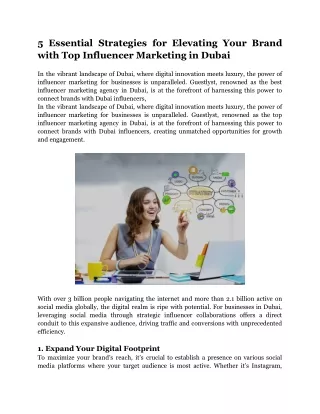 5 Essential Strategies for Elevating Your Brand with Influencer Marketing in Dubai