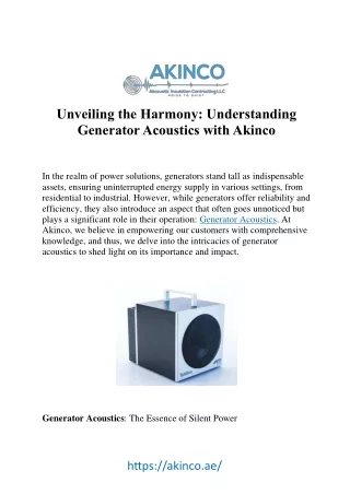 Harmonious Solutions: Generator Acoustics by Akinco
