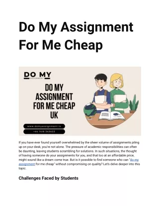 Do My Assignment For Me Cheap