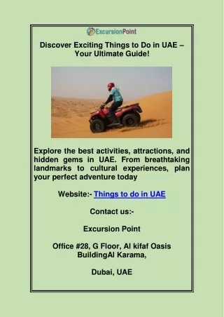 Discover Exciting Things to Do in UAE – Your Ultimate Guide!