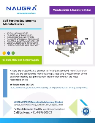 Soil Testing Equipments Manufacturers