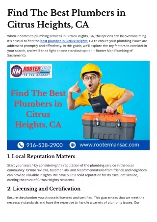 Find The Best Plumbers in Citrus Heights, CA