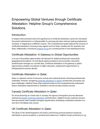 Empowering Global Ventures through Certificate Attestation_ Helpline Group's Comprehensive Solutions
