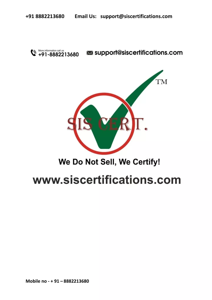 91 8882213680 email us support@siscertifications