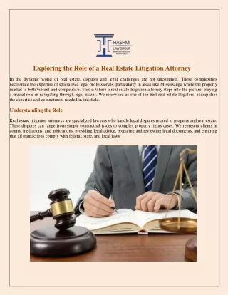 Exploring the Role of a Real Estate Litigation Attorney