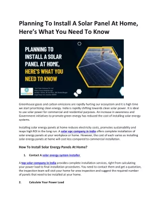 Planning To Install A Solar Panel At Home, Here’s What You Need To Know