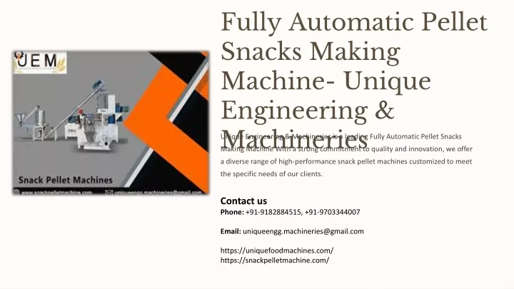 fully automatic pellet snacks making machine
