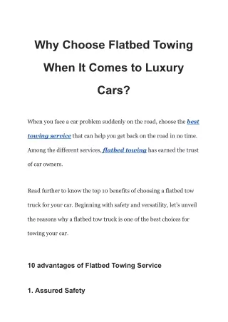 why choose flatbed towing