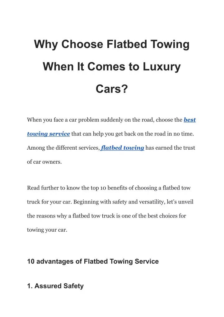 why choose flatbed towing