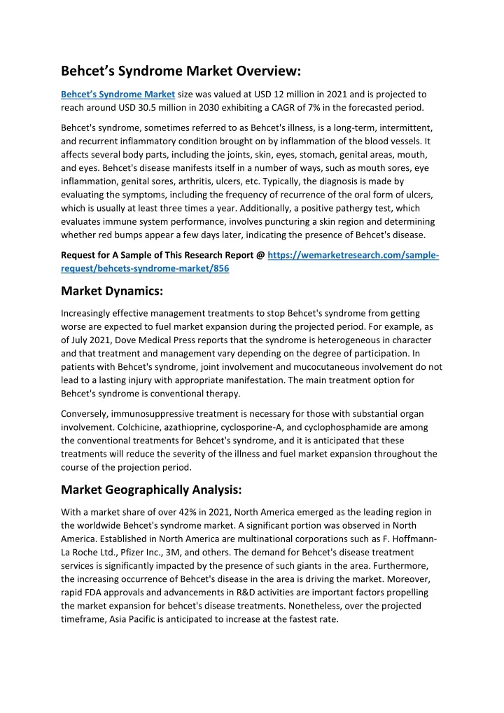 behcet s syndrome market overview