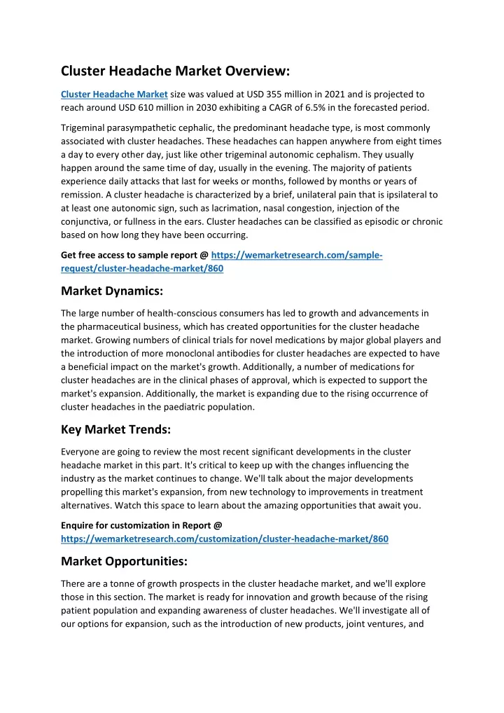 cluster headache market overview